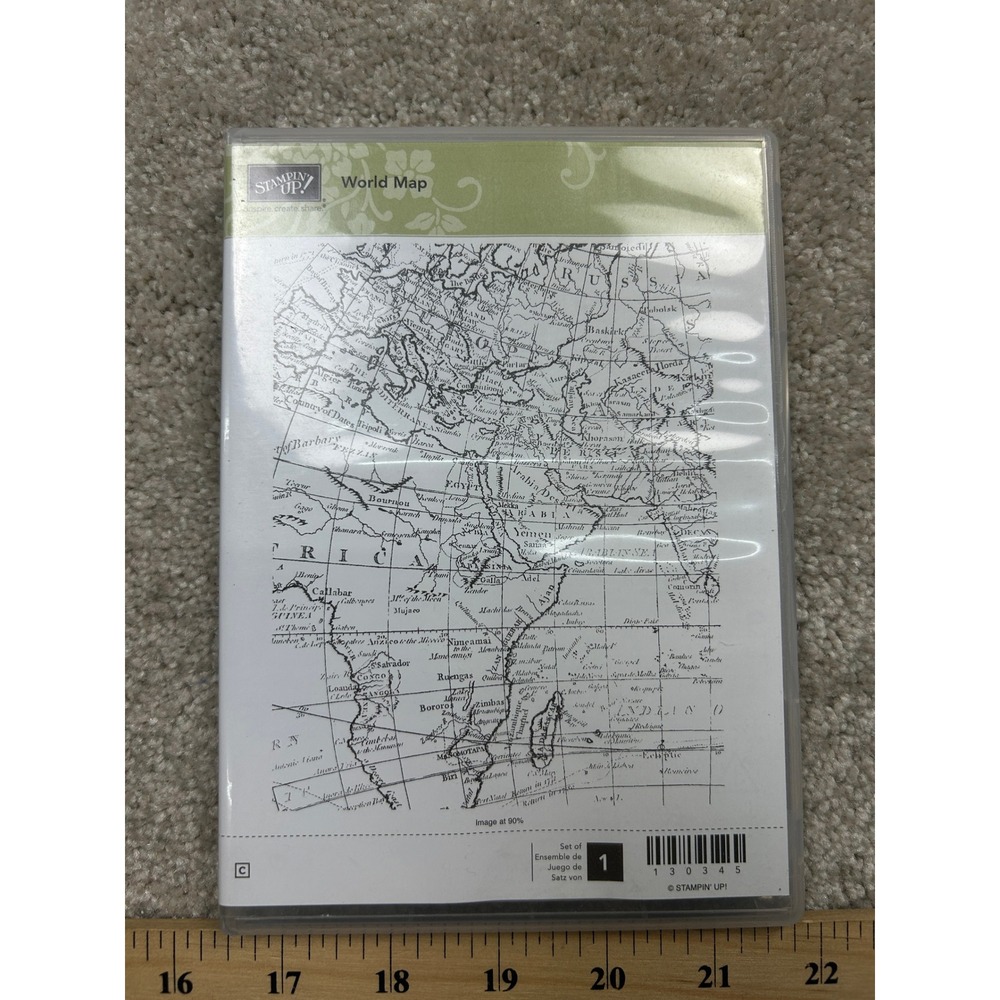 Stampin Up World Map 130345 Background Rubber Stamp Cartography Travel Retired